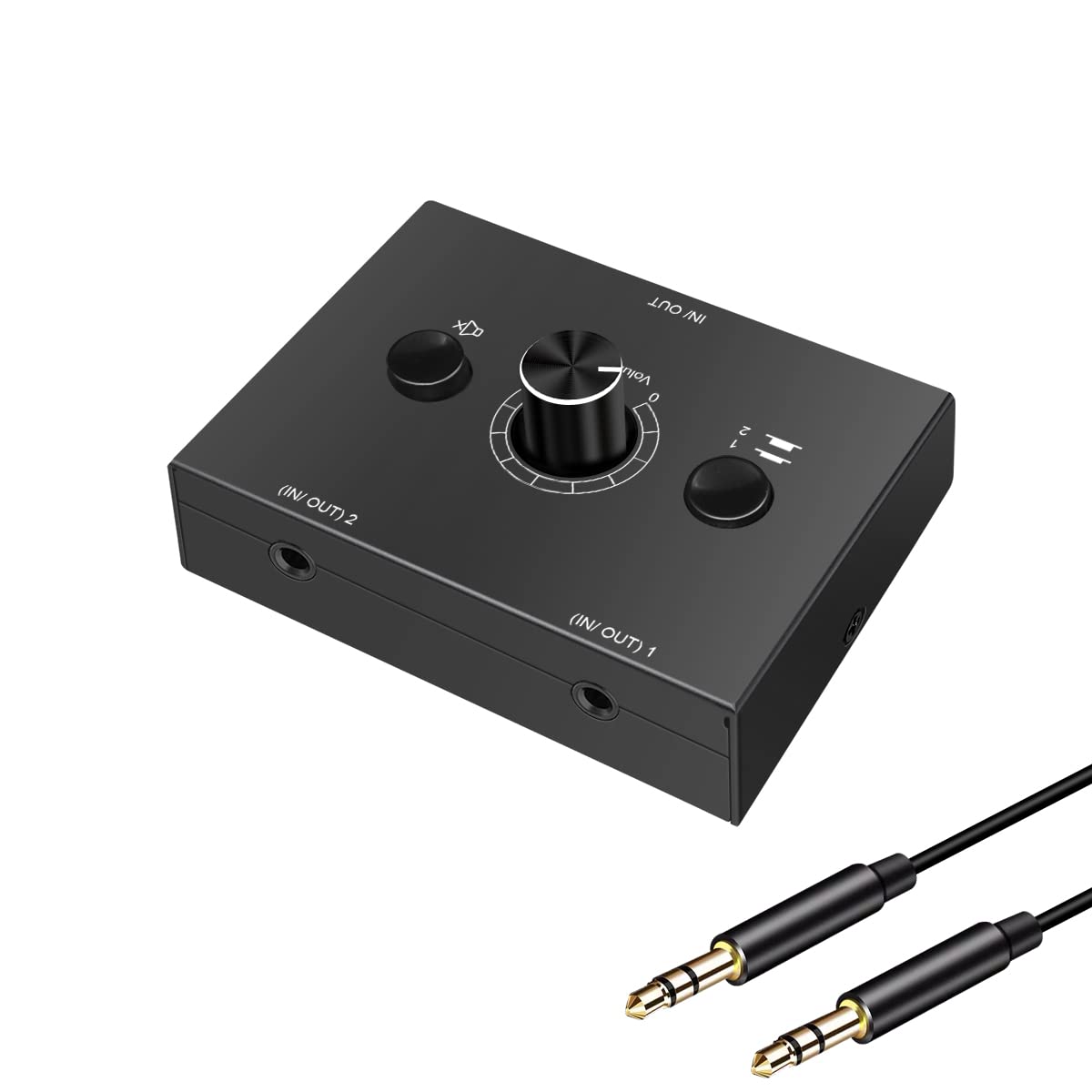 Audio Selector 3.5Mm Audio Switch Audio Switcher, Passive Speaker Headphone Manual Selector Splitter Box Audio Sharing (2 In 1 O