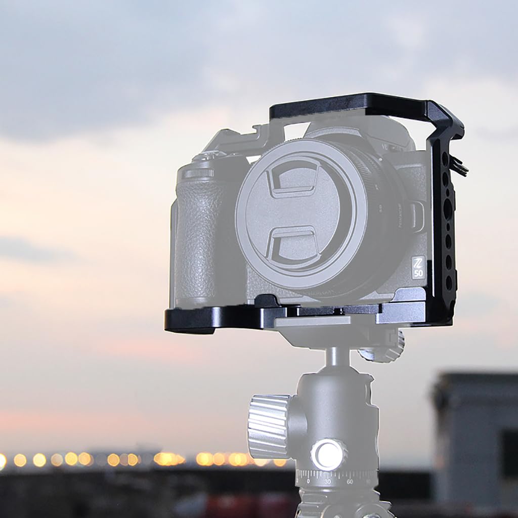 Novelgoal Aluminum Alloy Camera Cage Compatible With Nikon Z50 Protection Frame With Cold Shoe Mount 1/4 3/8 Threads Dslr Access