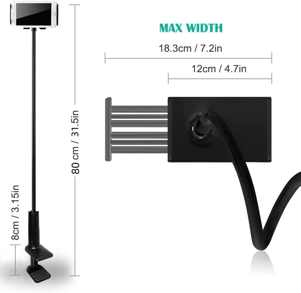 Clmcl Gooseneck Tablet Holder,Adjustable Tablet Holder Mount,Cell Phone Holder,Cell Phone Stand,Tablet Stand,Long Arm Bed Desk B