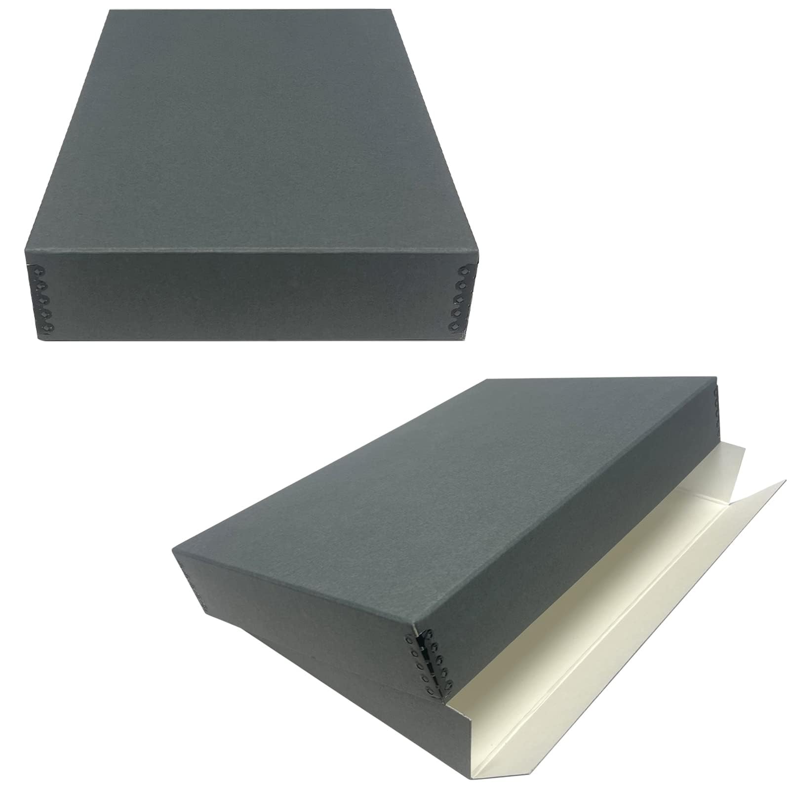 Lineco, Gray 11X17 Museum Storage Box Removable Lid And Drop Front Design. Archival With Metal Edge. Preserve Longevity, Store Photos, Documents, Crafts, Cards, Magazines, Prints, Diy, Pack Of 2