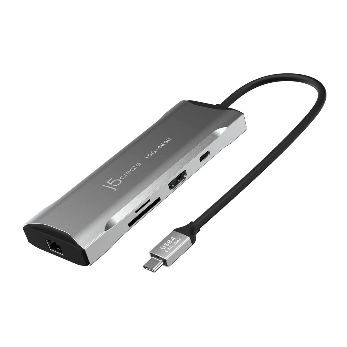 j5create USB C Hub - 4K 60Hz HDMI, USB-C 10Gbps, 2 USB-A 10Gbps, 100W PD with USB-C 5Gbps, Ethernet, SD 4.0 Card Reader | for MacBook, XPS, Surface Pro (JCD393)