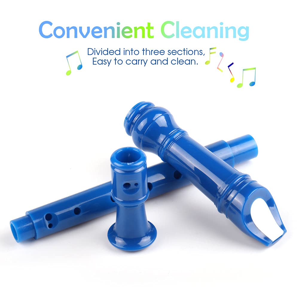 Mr.Power Soprano Recorder German Style C Key 8 Holes Easy Instrument For Beginners School Student Home Entertainment (Blue)