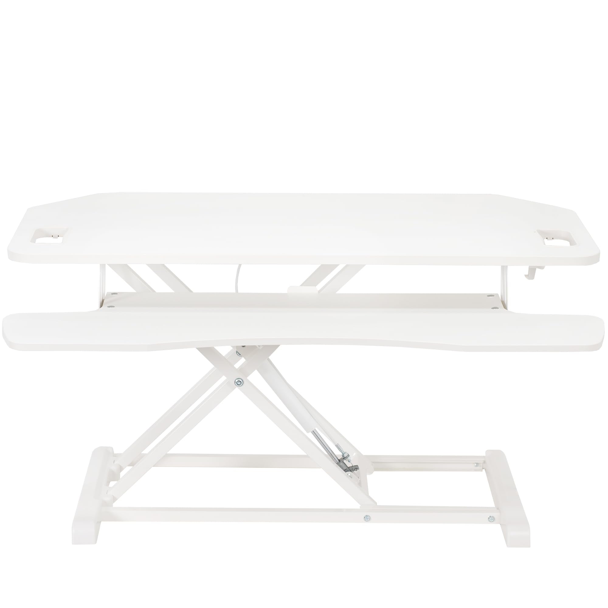 VIVO Extra Wide 38 inch Corner Desk Converter, K Series, Height Adjustable Sit to Stand Riser, Dual Monitor and Laptop Workstati