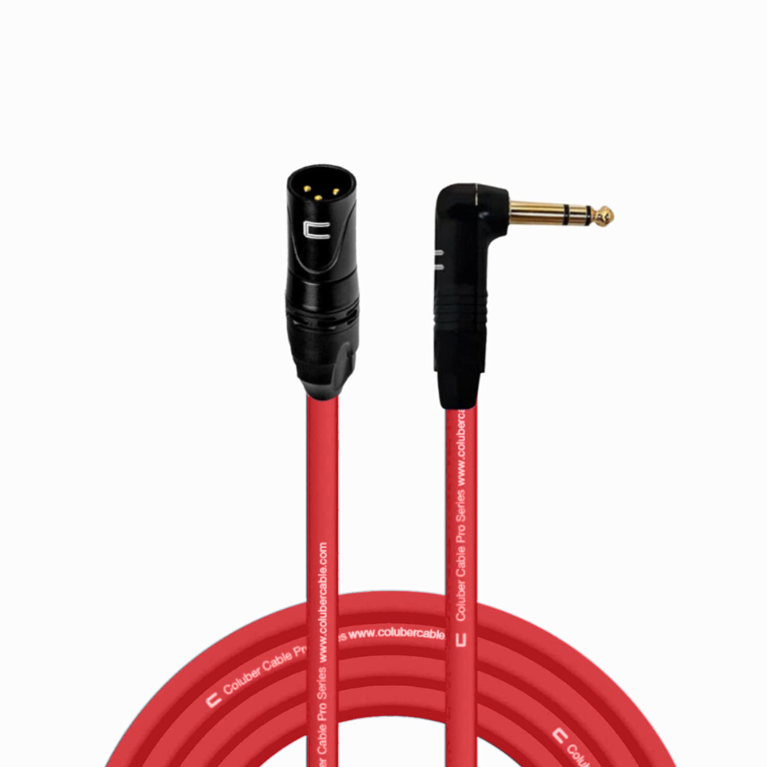 Balanced Xlr Cable Male To Right Angle 1/4'' Trs   10 Feet Red   Pro 3 Pin Microphone Connector For Powered Speakers, Audio Inte