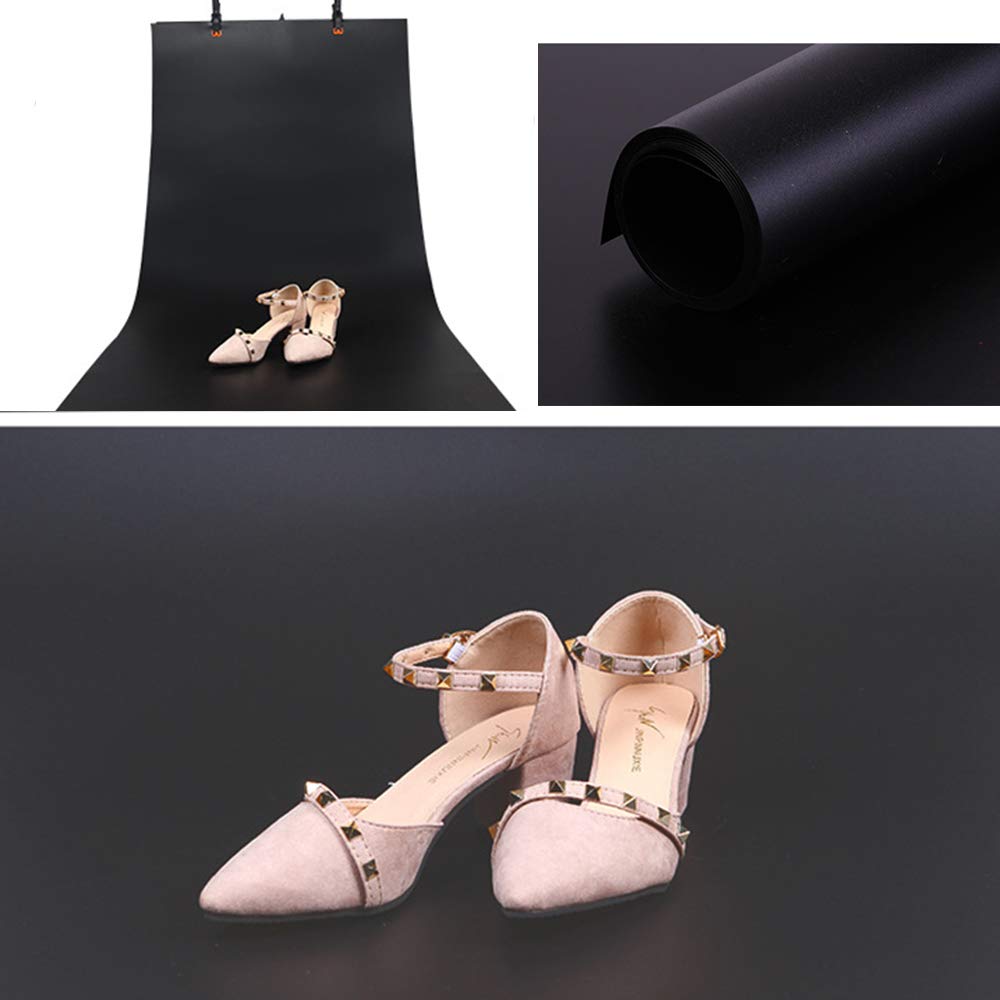 Meking Black Pvc Photography Backdrop Matte & Reflective Pvc Background 24X51Inches (60X130Cm) Dual Side Vinyl Photo Backdrop Fo