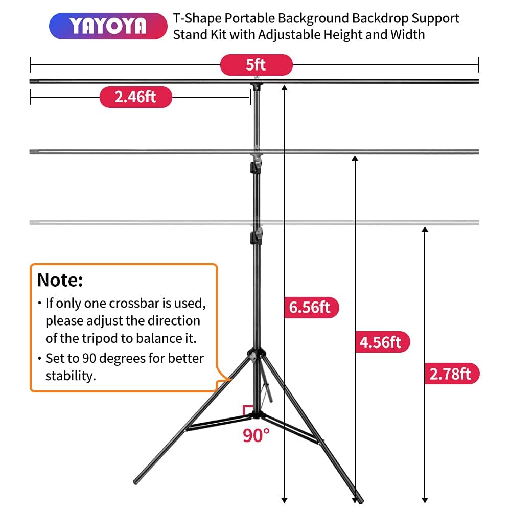 Black White Backdrop Screen With Stand Kit 5X6.5Ft For Photo Video Studio, 2 In 1 Revisible Black Backdrop White Screen With T S
