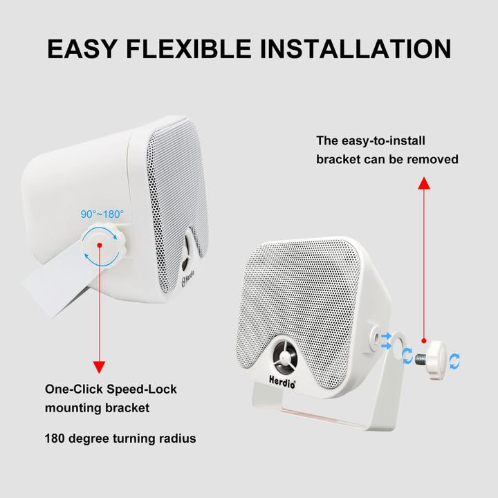 Herdio 4 Inches Heavy Duty Waterproof Boat Marine Box Outdoor Speakers Surface Mounted For Skid Steer Atv Utv Rzr Rv Golf Cart T