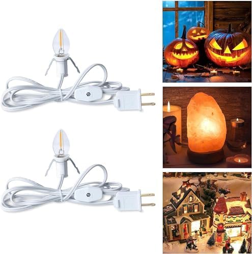 Minetom Accessory Cord With One Led Light Bulb   6Ft White Cord With On/Off Switch For Night Lights, Halloween Pumpkin, Blow Mol