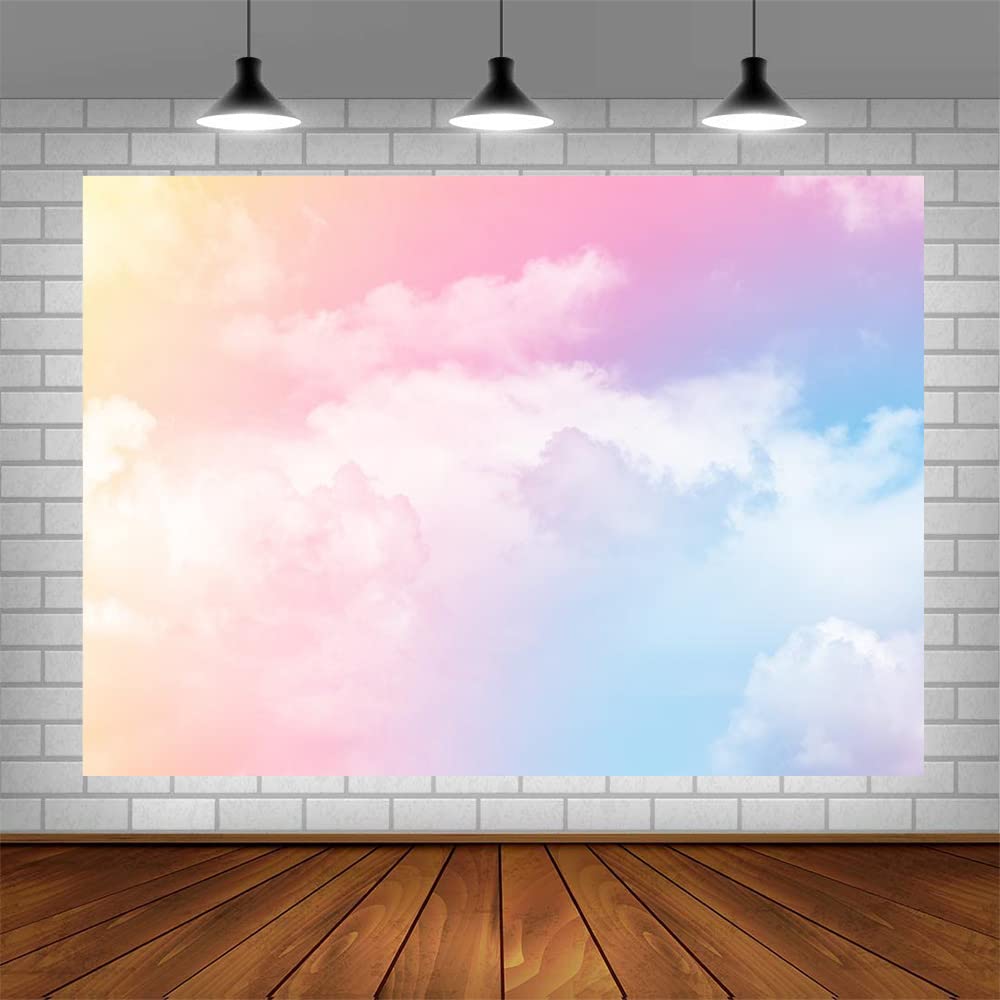Ablin 7X5Ft Pink Clouds Photography Backdrop For Party Rainbow Cloud Abstract Sky Photography Background For Wedding Baby Shower