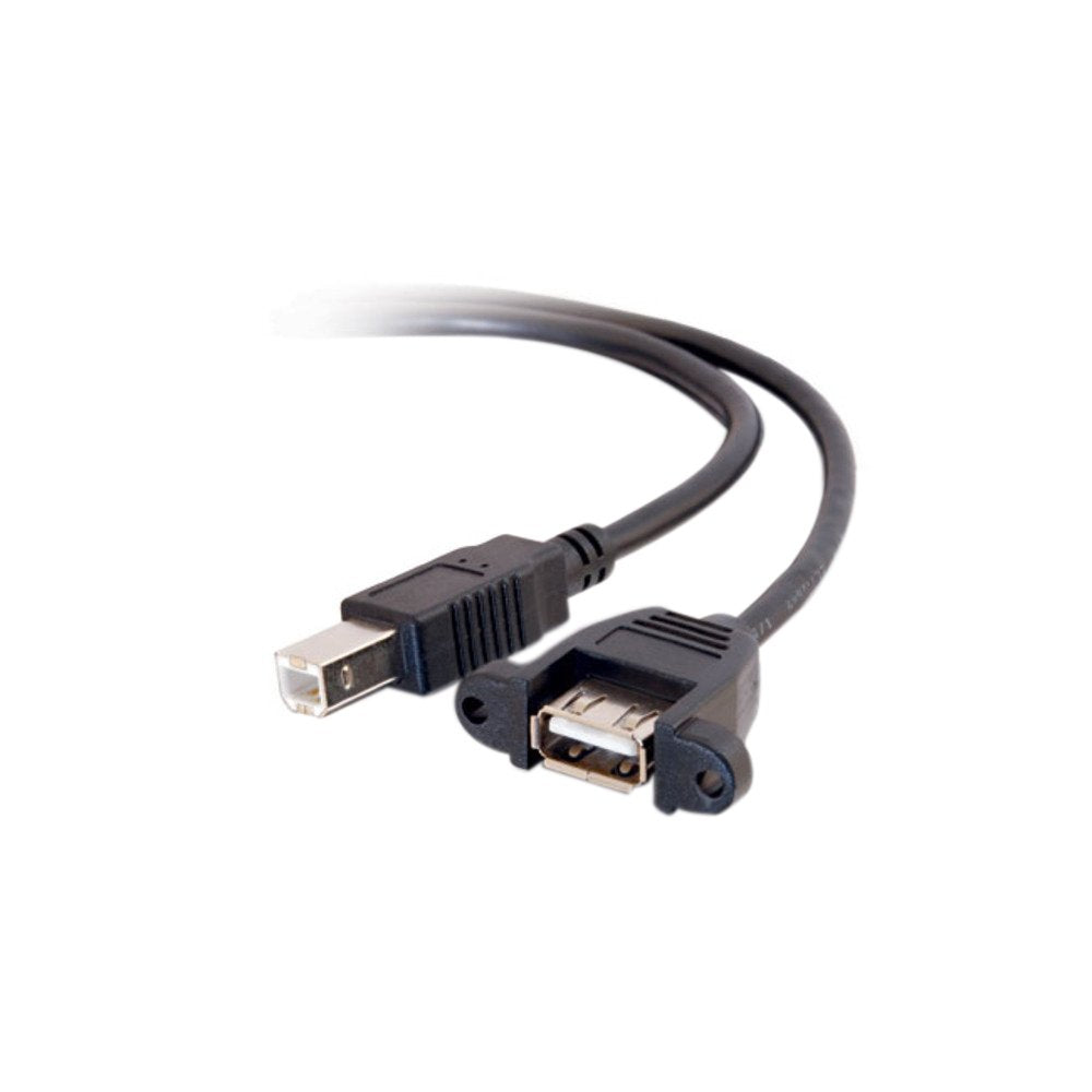 C2G Usb Cable, Usb Panel Mount, Usb 2.0 Cable, Usb A To B Cable, 2 Feet (0.60 Meters), Black, Cables To Go 28068
