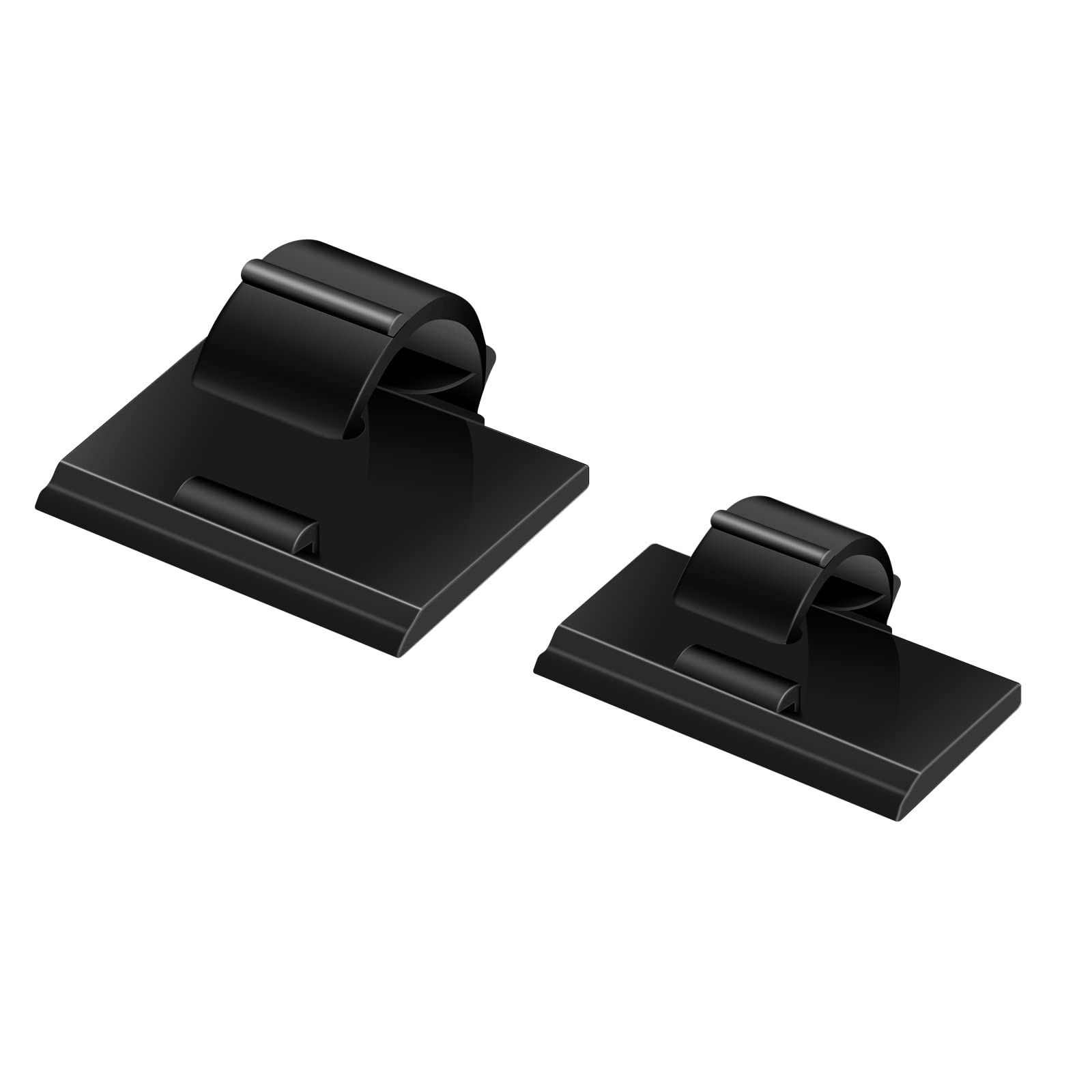 100Pcs Cable Clips Black, Aiboo Upgraded Wire Clips Adhesive With 50Pcs Small Size & 50Pcs Large Size Cable Straps, Mini Cable W