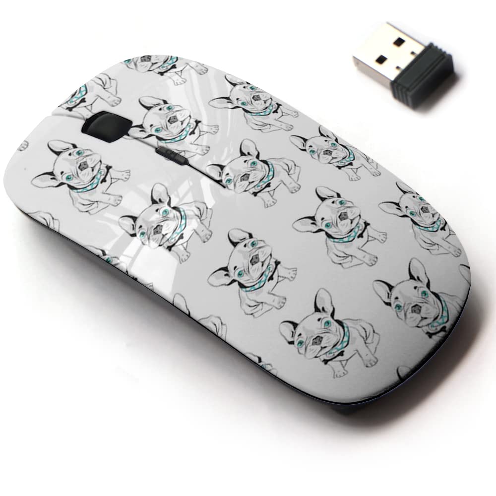 2.4G Wireless Mouse With Cute Pattern Design For All Laptops And Desktops With Nano Receiver   French Bulldog