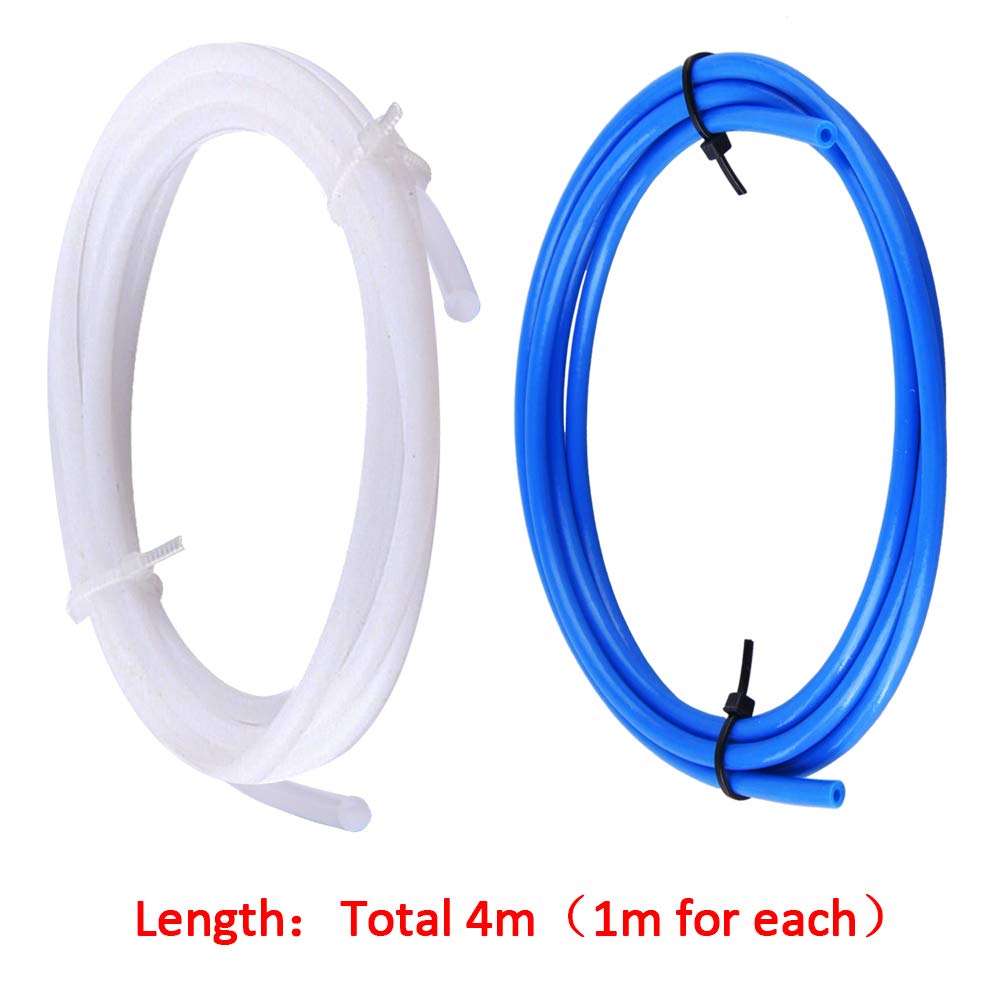 Siquk 4 Pieces Teflon Tube Ptfe Tubing(1 Meter) With 8 Pieces Pc4 M6 Fittings And 8 Pieces Pc4 M10 Male Straight Pneumatic Ptfe