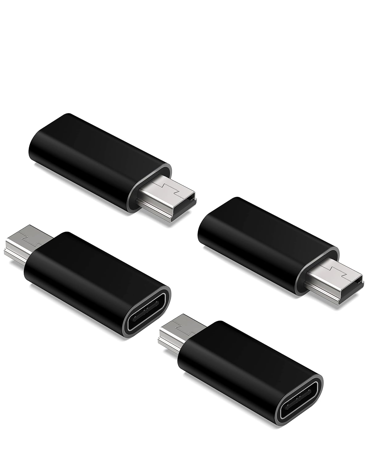 Usb C Adapter 4 Pack Mini Usb To Usb C, Type C Female To Mini Usb Male Adapter, Mini Usb Cable Convert Connector, Support Charge