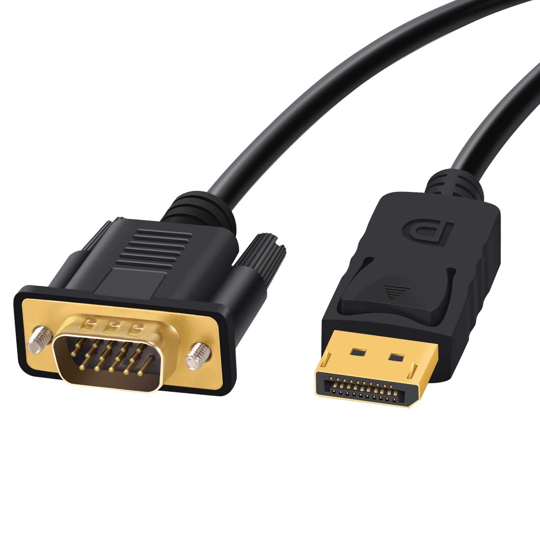Foboiu Displayport To Vga, Vga Adapter 6 Feet Dp Cable Connects Port From Desktop Or Laptop Monitor Projector With