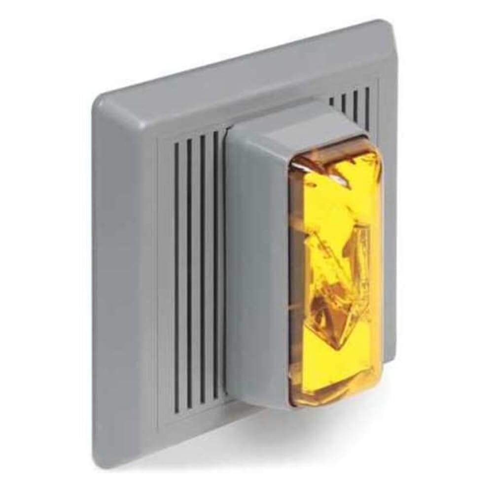 Horn Strobe, Horn, Continuous, 24 V AC, 24V DC, 90 dB, Amber Lens, Gray Housing - 1 Each