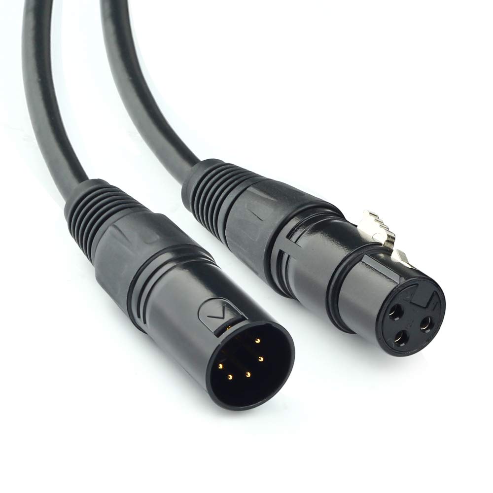 Siyear 3 Pin Xlr Female To 5 Pin Xlr Male Audio Cable For Microphone Dmx Stage Light Turnaround