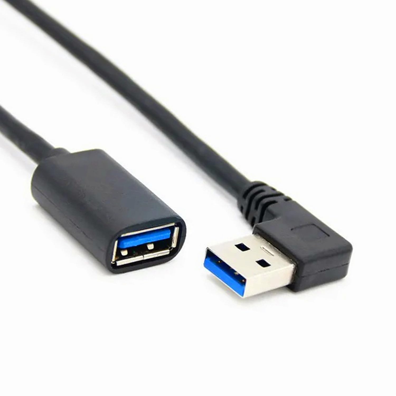 Alinna 90 Degree Usb 3.0 Extension Cable, Black Usb 3.0 Male To Female Extender Cord 30Cm (Right Angle)
