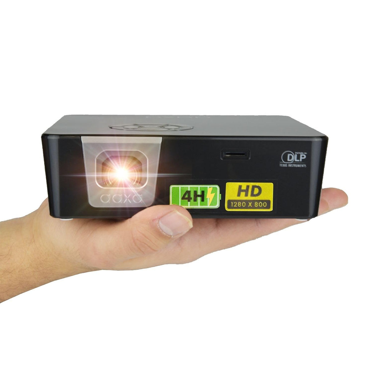 [4 Hour Battery] Worlds Brightest Battery Pico Projector, Aaxa P6X 1000 Lumen, Usbc Video Wifi/Bt Wireless Mirroring Portable Mini Compact Dlp 1080P Support 30000 Hours Led Hdmi/Usbc/Usb/Microsd