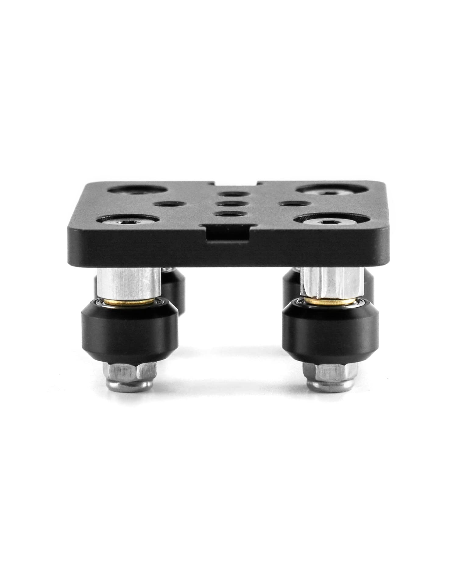 Qwork Small V Wheel Plate, 4 Pack Gantry Rod Plate With Wheel, For 2020 Aluminum Profile, Cnc And 3D Printer Parts Black Wheel