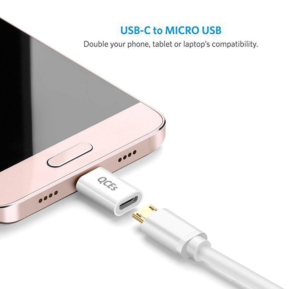 Qces Micro Usb To Usb C Adapter 4Pack, Micro Usb Female To Usb-C Male Otg Adapter Fast Charging Compatible With Iphone 15 Pro Pl
