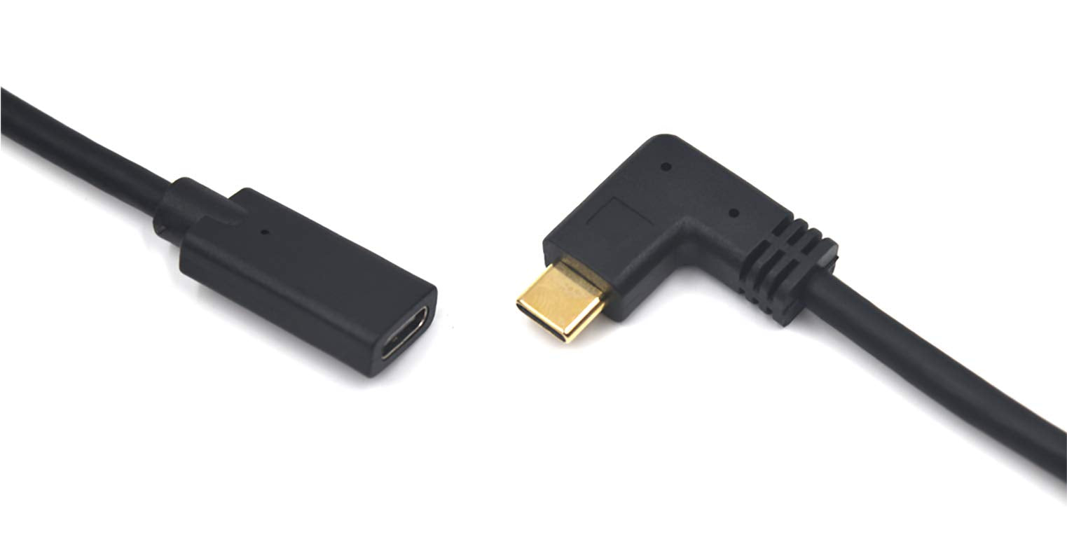Kework 2Ft Usb C To Usb C Extension Cable, 90 Degree Angle Left & Right Usb Type C Male To Female Sync Charging & Data Transfer Cord, 3A & 10Gbps (Left & Right   2Ft)