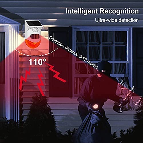 Solar Strobe Alarm Light With Motion Sensor Siren Outdoor Alarm Siren With Remote Controller 120Db Sound Security Siren Light Ip67 Waterproof And 4 Mode For Home,Farm,Barn,Villa,Yard(1Pack)