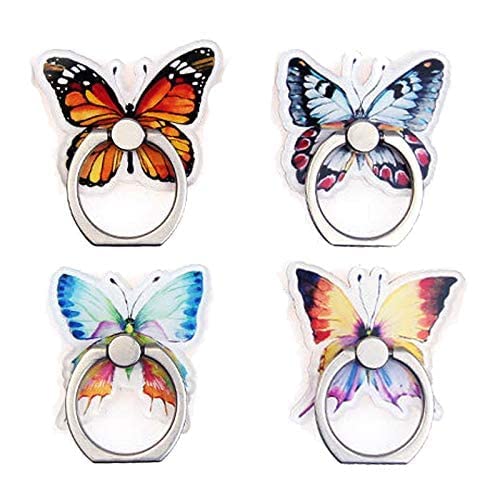 4 Pcs Phone Ring Holder Stand, Cute Animal Dogs Cats Butterfly Ring Stand 360 Rotation Finger Ring Grip Kickstand For Cellphones