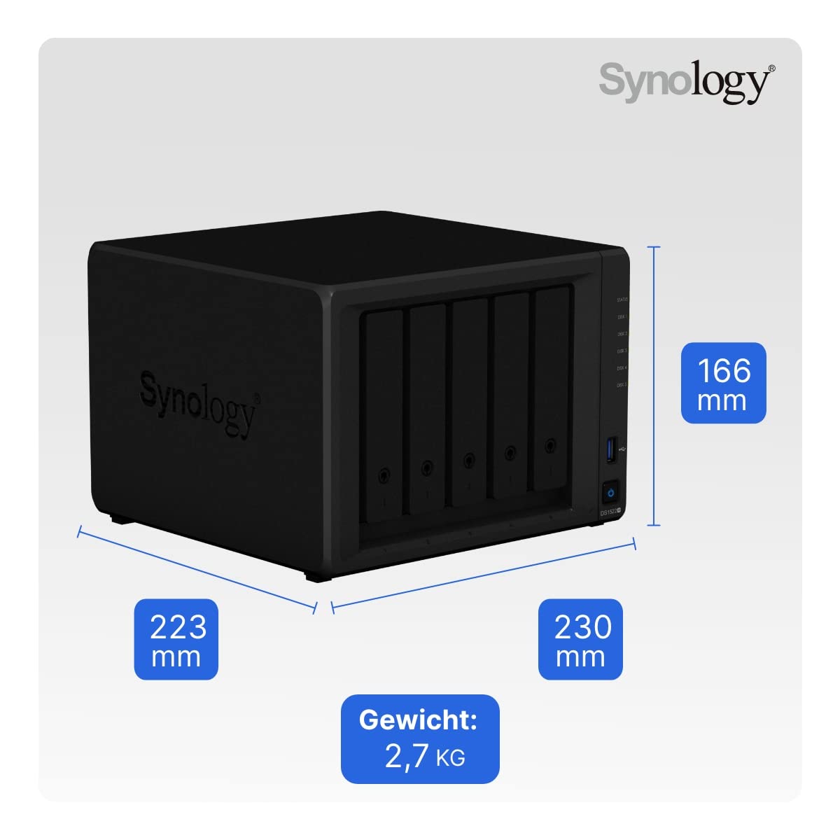 Synology Ds1522+ 5 Bay Diskstation Nas (Amd Ryzen R1600 8Gb Ram 4Xrj 45 1Gbe Lan Port) 5 Bay 20Tb Bundle With 5X 4Tb Wd Red Plus