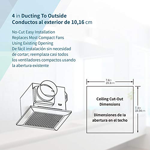 Tech Drive Very-Quiet 80 CFM 1.5 Sone No Attic Access Bathroom Exhaust Fan TD-BF-04 Metal White