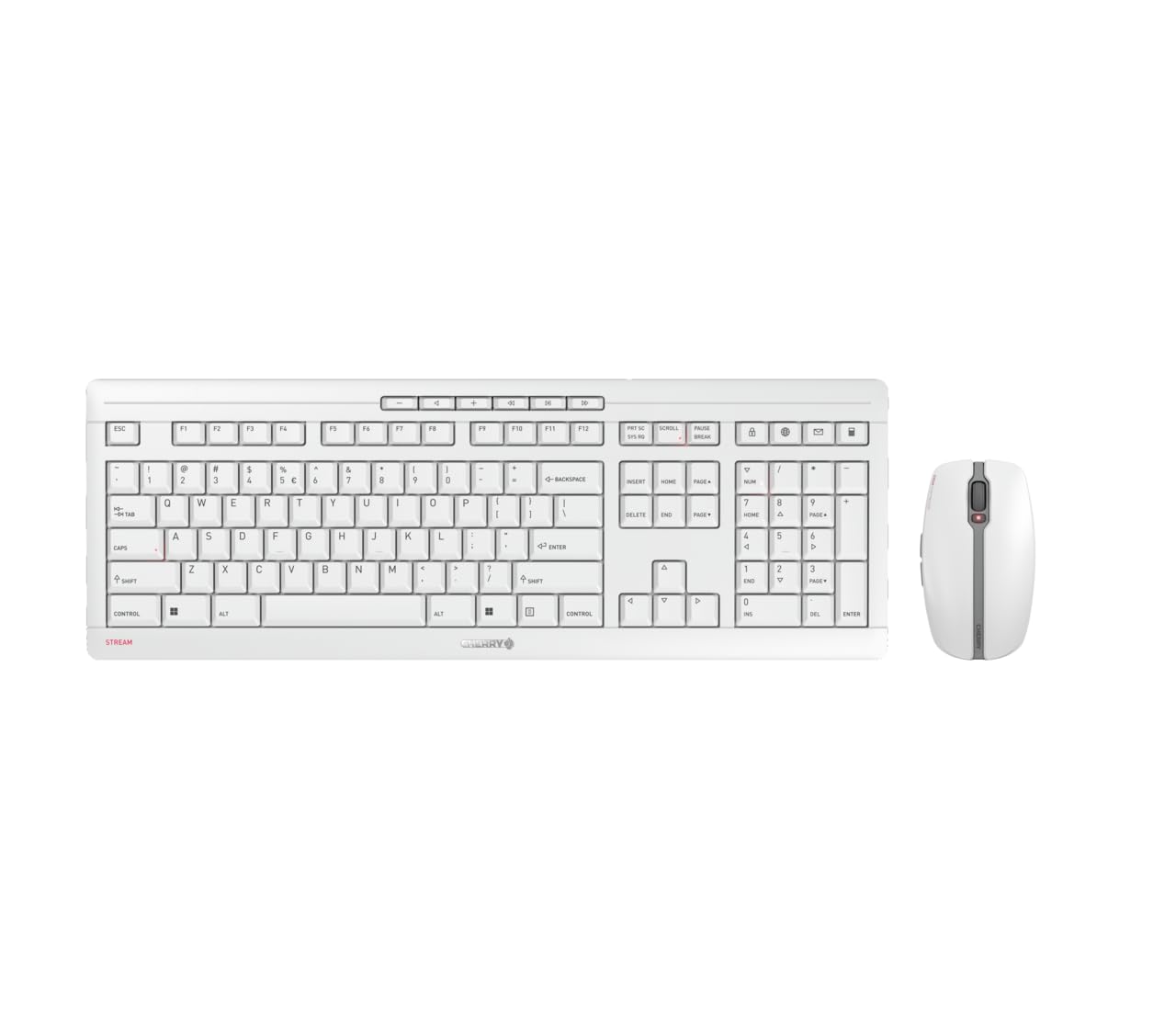 Cherry Stream Desktop   Wireless Keyboard And Mouse Combo   Us Layout   Qwerty Keyboard (White)