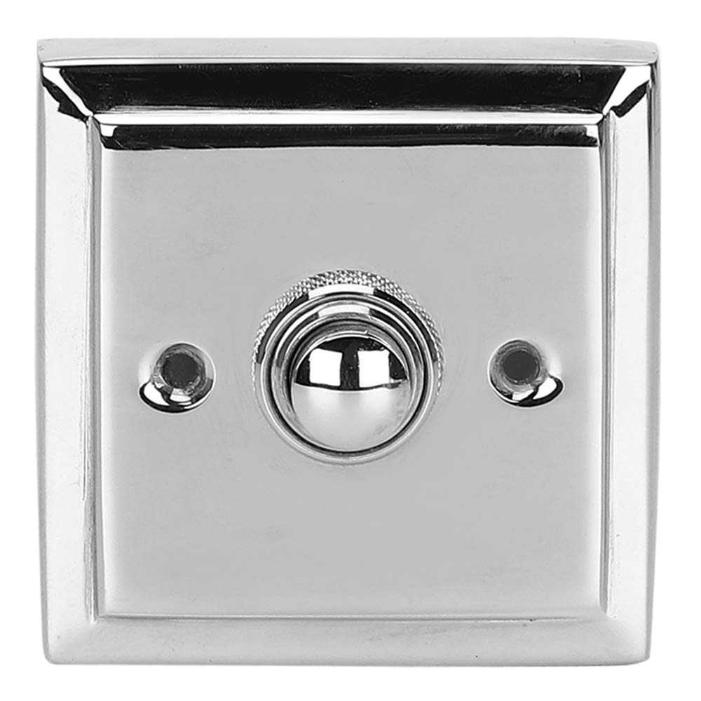 Wired Brass Vintage Decorative Square Door Bell Chime Push Button Nickel Polished Finish With Easy Installation A29 Height 2 ?In