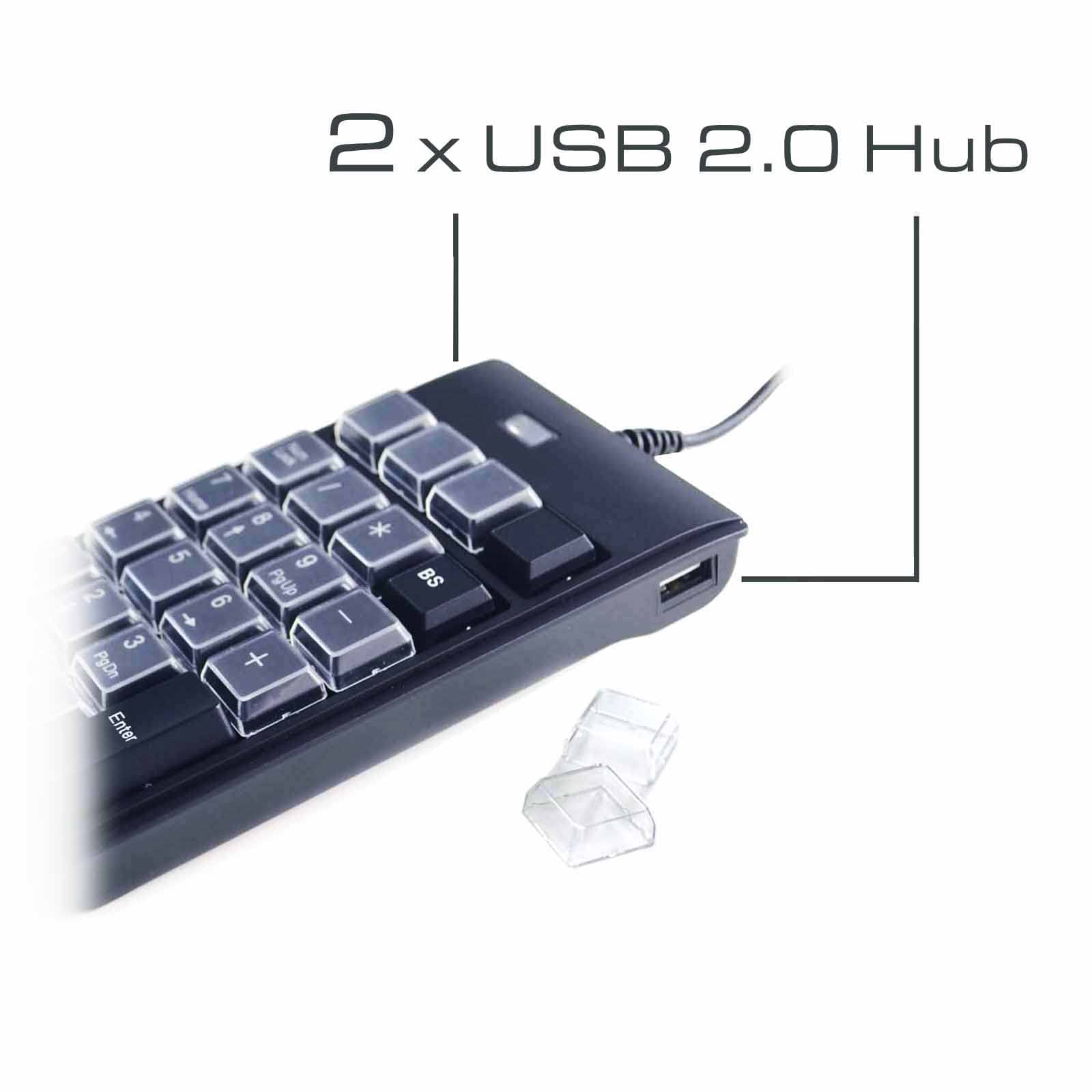 Elsra Usb Wired Programming Numeric Keypad Controlpad Black Pk 2068(23 Key, 2 Level Programmable, 2 Usb Hub) For Windows