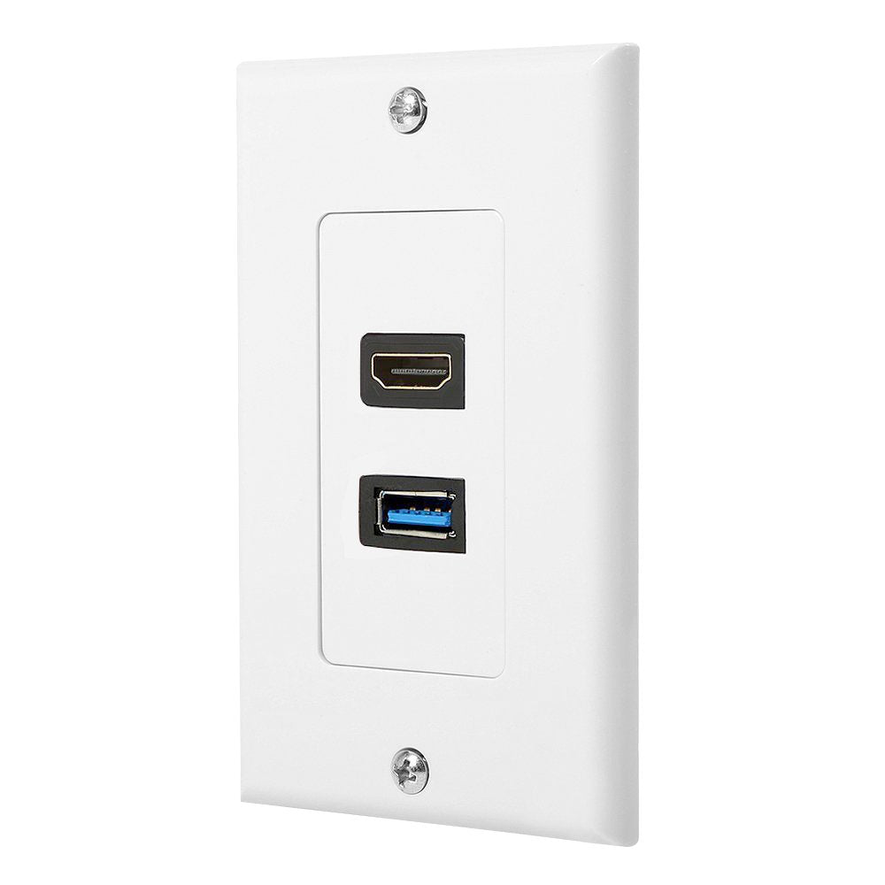 Zexmte Hdmi And Usb 3.0 Wall Plate Hdmi Wall Charger Outlet Mount Socket Face Plate Panel Cover, Usb & Hdmi Port For High Speed