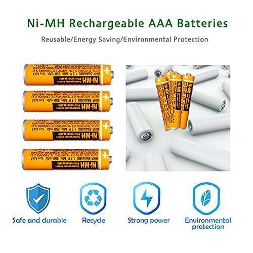 Eocik 8 Pack Hhr-55Aaabu Ni-Mh Rechargeable Aaa Batteries For Panasonic 1.2V 550Mah Aaa Battery For Cordless Phones
