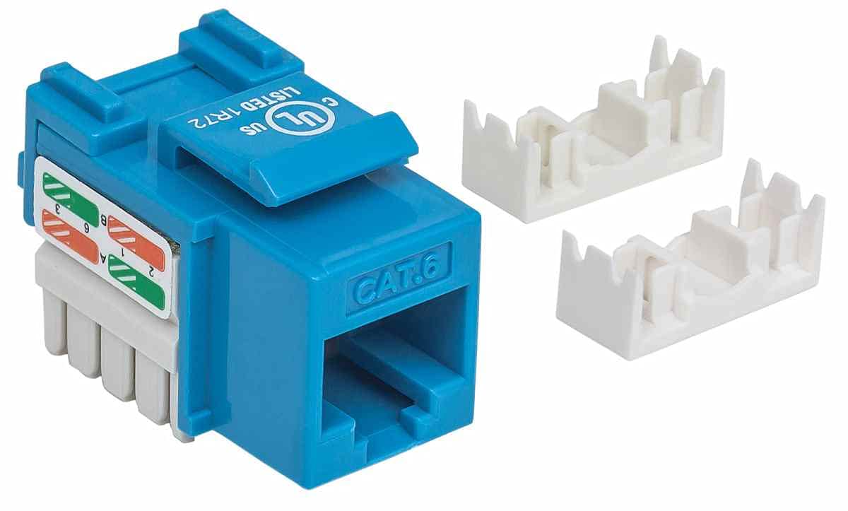 Intellinet Cat6 Rj45 Keystone Jack   Punchdown Type   For Utp Cat 6 Cable   Lifetime Mfg Warranty   Blue