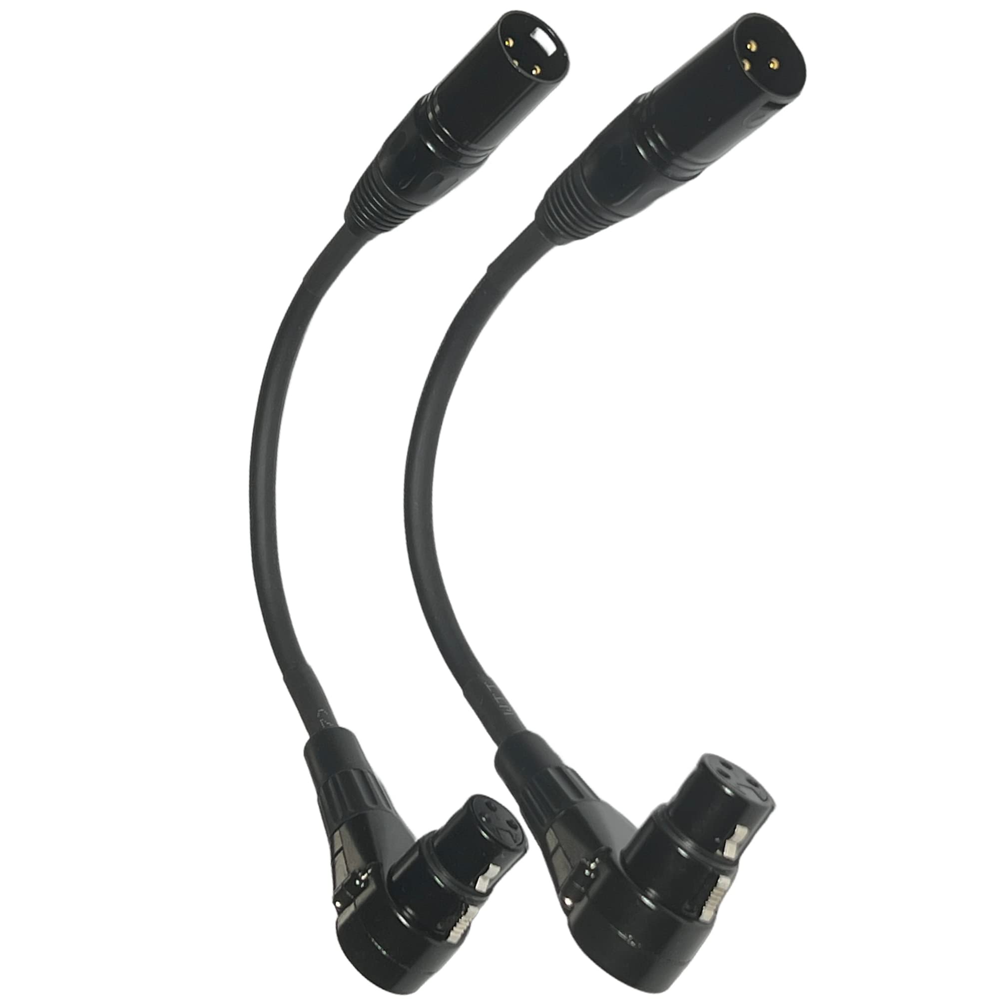 Cess 041 Right Angle Female Xlr To Straight Male Xlr Plug Cable, 3 Pin To 3 Pin, 2 Pack