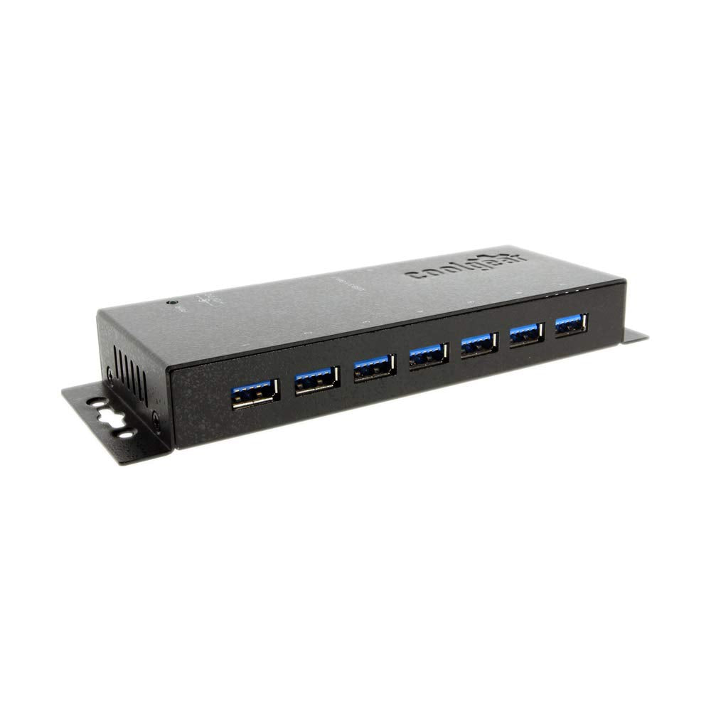Coolgear 7 Port Usb 3.0 Industrial Metal Hub With Surge Protection, 36Watt Ac Adapter Included