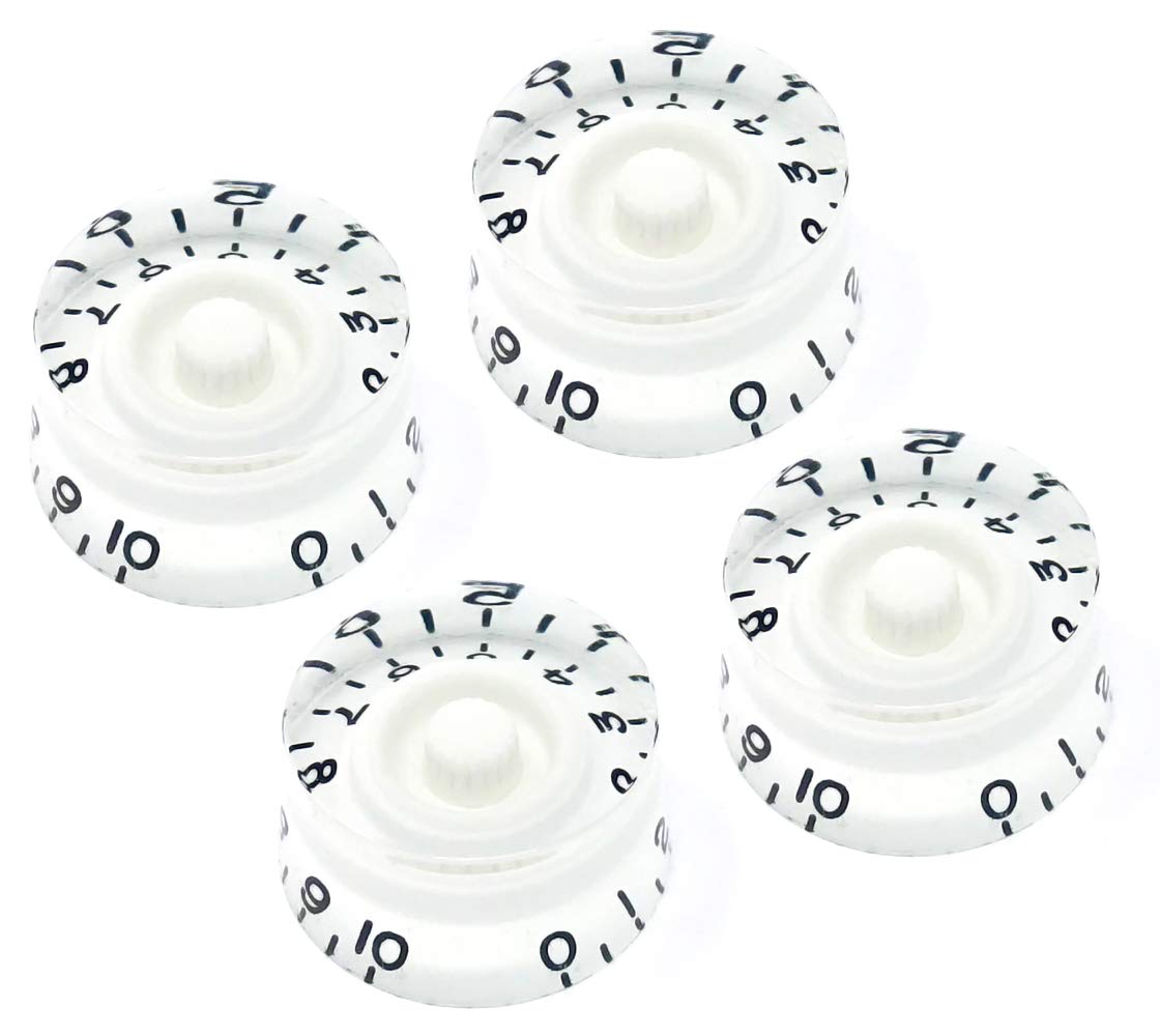 Vintage Forge White Speed Knobs Compatible With Epiphone Les Paul Sg Electric Guitar (Set Of 4) Fits 18 Coarse Spline Import (Me