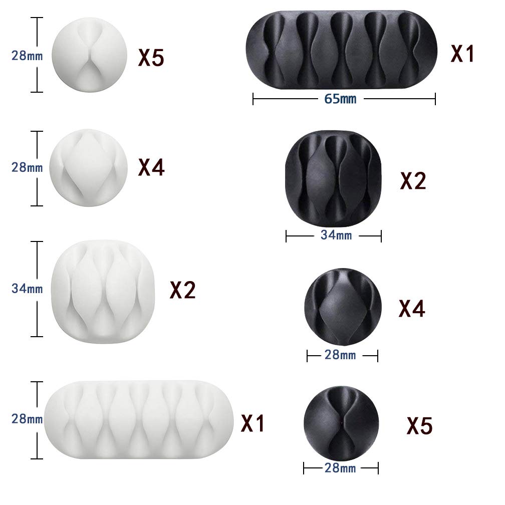 24 Pieces Adhesive Cable Clips Viaky Wire Management Desk Cable Organizer Cord Clips Cable Holder Clamps   Home, Office, Cubicle