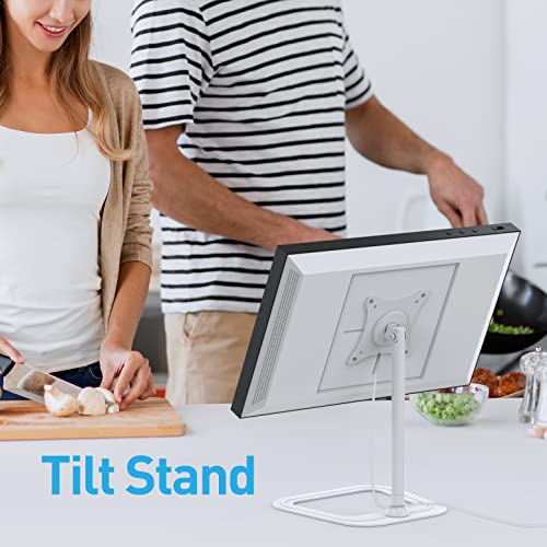 Almoz Swivel And Tilt Stand For Echo Show 15, Metal Show 15 Mount With Stable Big Base, Raise Up To 10'' From Desk, Easy To Asse