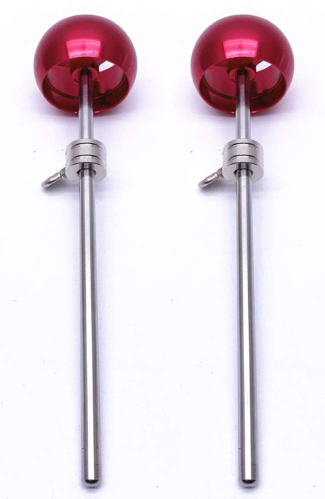 Jiayouy 2 Pieces Bass Drum Pedal Beater Aluminum Alloy Hammer Head Percussion Instrument Accessory Part Red 1