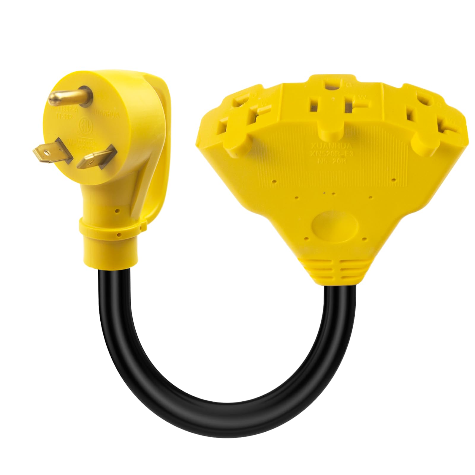 Kangikx 30 Amp To 110V 20 Amp Rv Distribution Adapter,Nema Tt 30P Male To 3X5 15/20R Female Rv Generator Adapter Cord,30 To 20Am