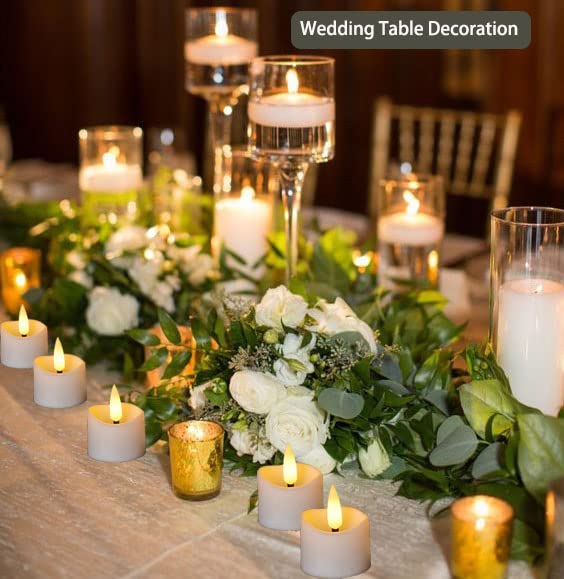 12 Pack Realistic And Bright Flickering Battery Operated Flameless Led Tea Lights Candles Remote,Tealight Candles For Holiday, W