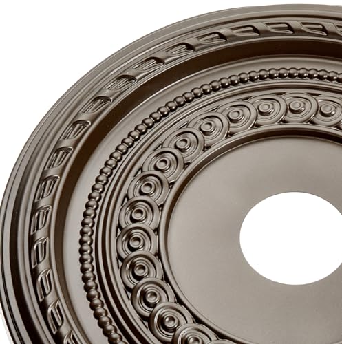 19Od X 3 1/2Id X 1P Cole Thermoformed Pvc Ceiling Medallion (Fits Canopies Up To 5 1/8), Bright Coat Dark Bronze