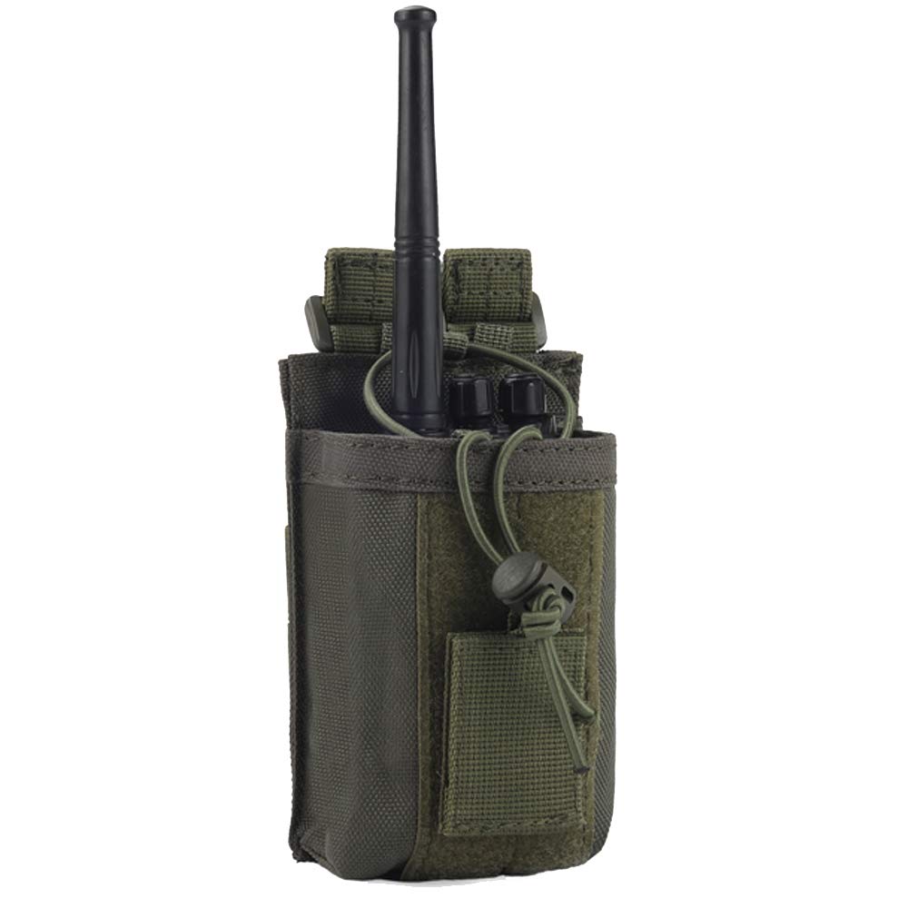 Radio Pouch   1000D Tactical Molle Adjustable Two Way Radios Holder Bag Case For Walkie Talkies (1 Pack Green)