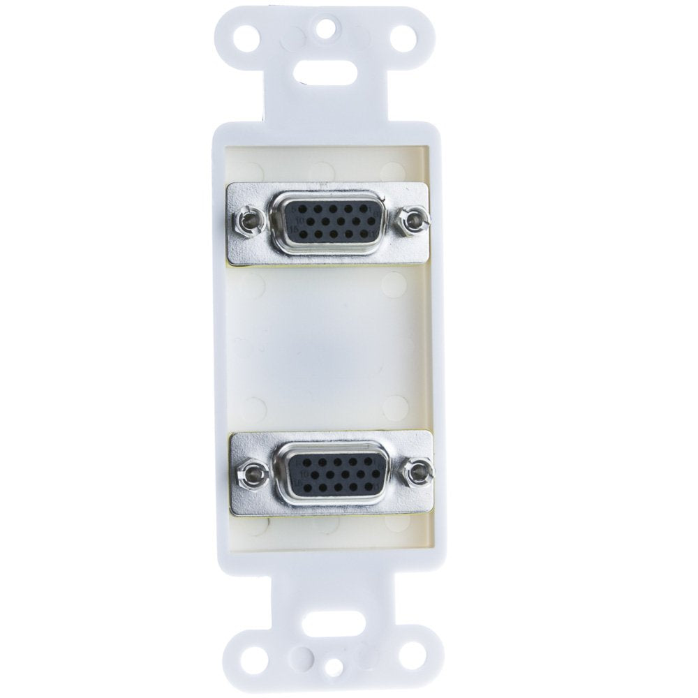 Decora Wall Plate Insert, White, Dual Vga Couplers, Hd15 Female