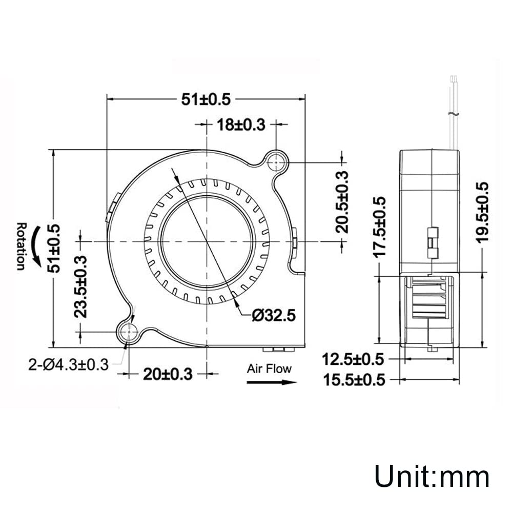 Winsinn 5015 Blower Fan 5V, 3D Printer 5 Volt Fans Blower Turbine Turbo Dual Ball Bearing, Brushless Cooling 50Mmx15Mm 2Pin (Pac