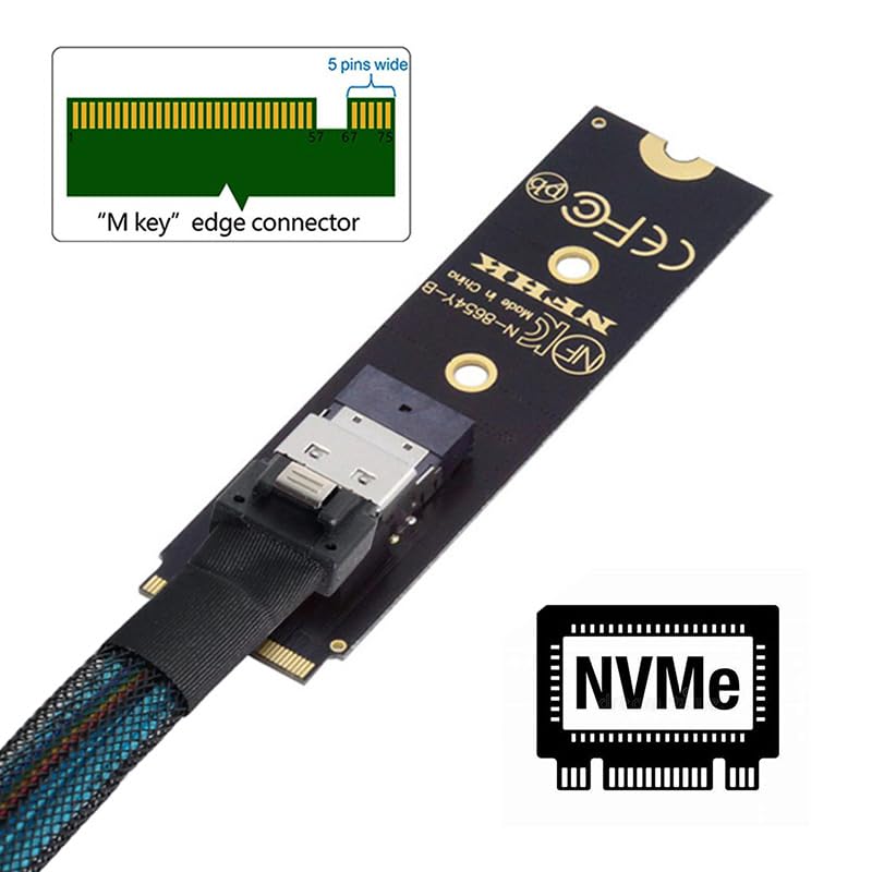 Nfhk Ngff M-Key Nvme Male To Female Extension Cable 40Cm With Sff-8654 Connector For Mainboard Ssd 2280/22110