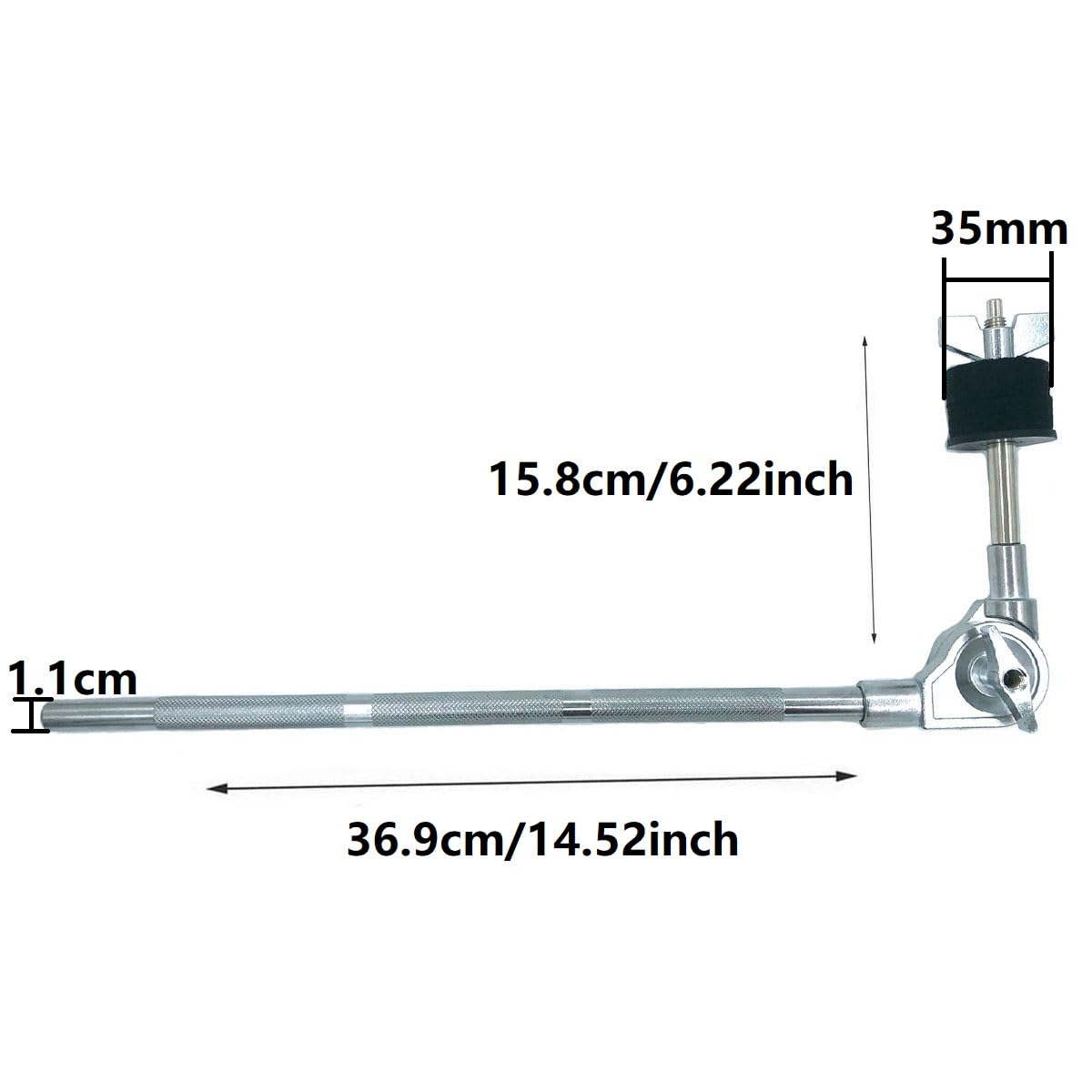 Tuoren Adjustable Cymbal Boom Arm With Mounting Clamp - 14.5 Inch Percussion Straight Arm For Drum Set Stand